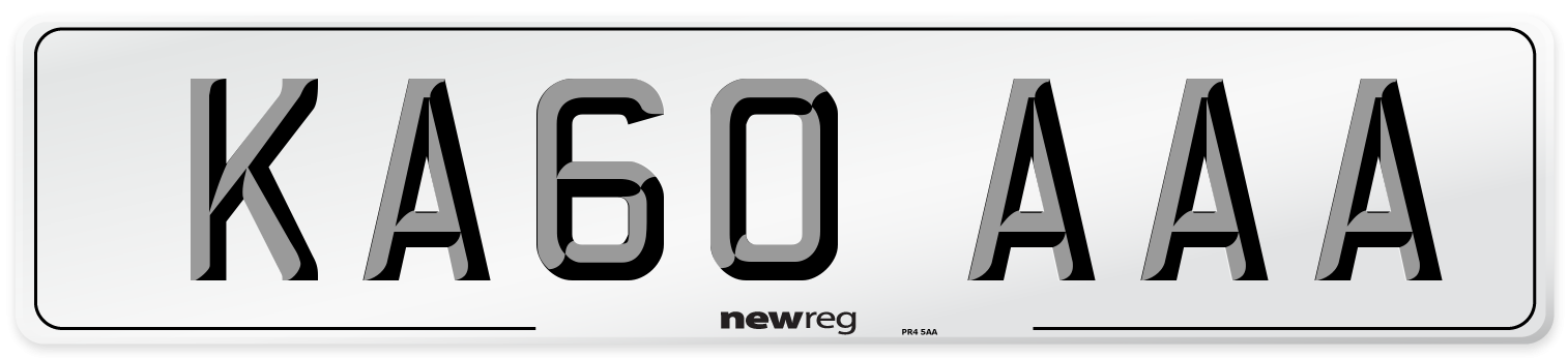 KA60 AAA Number Plate from New Reg